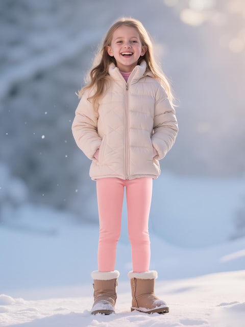 Resinta 5 Pack Girls Fleece Lined Leggings Winter Warm Soft Thermal Pants Full Length Multipack for Kids Cold Weather