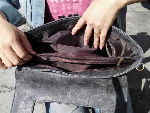 NIGEDU Women Handbags PU Leather Female Clutch Handbag Messenger Bag Large Solid High Capacity (Black) NIGEDU
