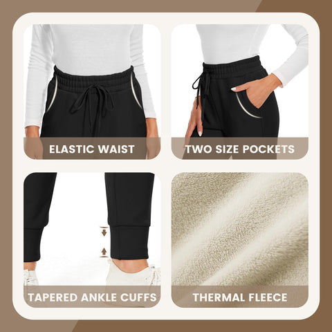 CAMPSNAIL Fleece Lined Sweatpants Women - Joggers for Women with Pockets High Waisted Thermal Winter Warm Pants for Snow CAMPSNAIL