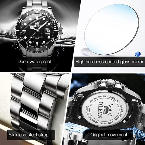 OLEVS Watches for Men, Mens Dress Watch, Large Face Luxury Stainless Steel Silver Waterproof Men's Wrist Watches with Date, Men Silver Classic Analog Quartz Watch Relojes de Hombre