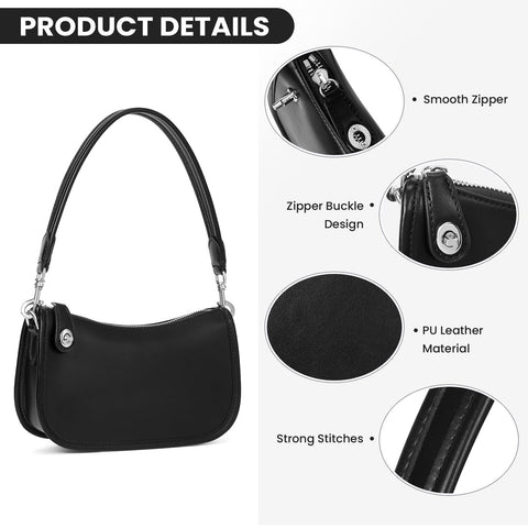 jingyuKJ Shoulder Bag Purses for Women - Small Handbags PU Leather Shoulder Purse Trendy Designer Underarm Bags (Black)
