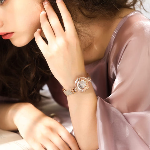 VICTORIA HYDE 2023 New Women Watches Small Dial Analog Quartz Spark Stars Series (Gold-Gold) VICTORIA HYDE