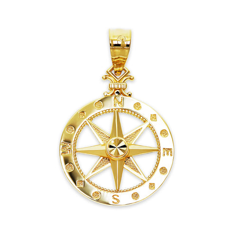 Charm America - Gold Petite Compass Charm - 10 Karat Solid Gold -Compass Jewelry