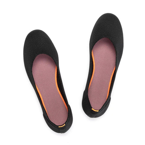 Frank Mully Women's Knit Ballet Flat Round Toe Flat Shoes Slip On Classic Low Wedge Ballerina Shoes Black, 9
