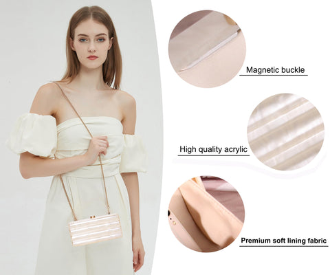 NUSTTAL Women Acrylic Clutch Purse Marbled Evening Shoulder Bag for Wedding Cocktail Party Prom (Ivory) NUSTTAL