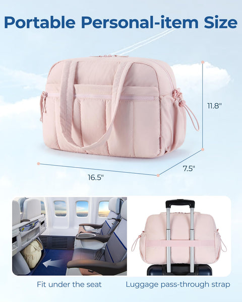 BAGSMART Travel Duffel Bag, Gym Bag for Women with Wet Pocket, Carry on Weekender Bags for Women, Water Resistant Workout Bag Sports Gym, Pink BAGSMART