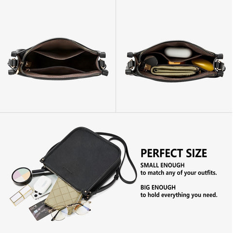 WESTBRONCO Small Crossbody Bag for Women Purses Satchel Shoulder Bags Wristlet Clutch Handbags (Leather Z-Black) WESTBRONCO