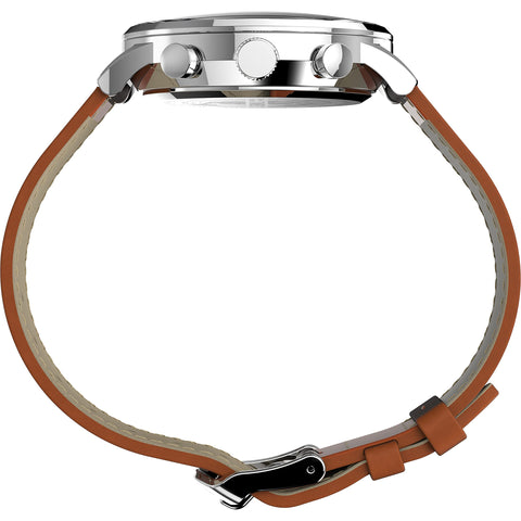 Timex Men's Waterbury Classic Chrono 40mm Stainless Steel Quartz Dress Watch with Leather Strap, Brown, 20 (Model: TW2V30800VQ)