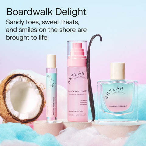 Skylar Perfume Discovery spray Sampler Set and Boardwalk Delight Hair and Body - Hypoallergenic & Clean Perfume and Fragrance for Women & Men Skylar