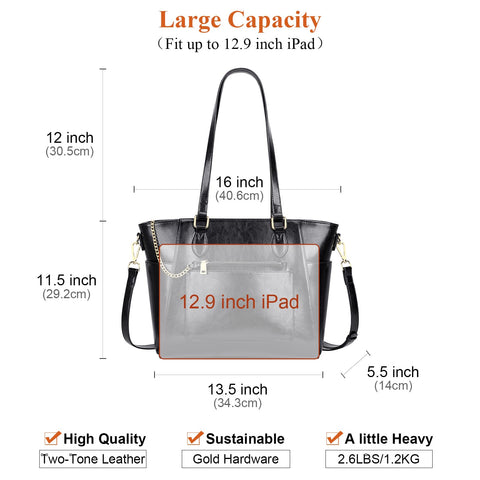 Over Earth Leather Tote Bags for Women Ladies Fashion Shoulder Bag Handbag and Purse (O195E Black) Over Earth