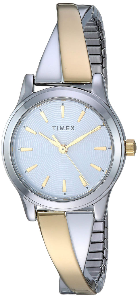 Timex Women's TW2R98600 Stretch Bangle Crisscross 25mm Two-Tone Expansion Band Watch Timex