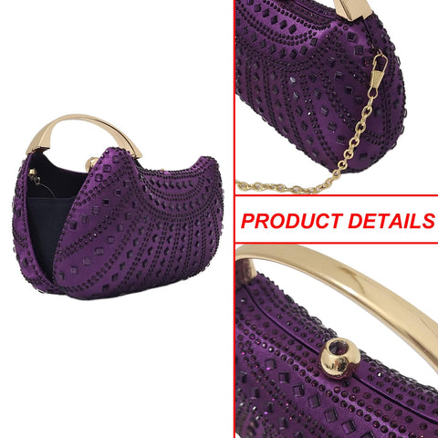 Elegant Crystal Clutch Rhinestone Handbags For Women Party Purse Wedding Prom Sparkly Bag(purple) HUANG ZHUANG