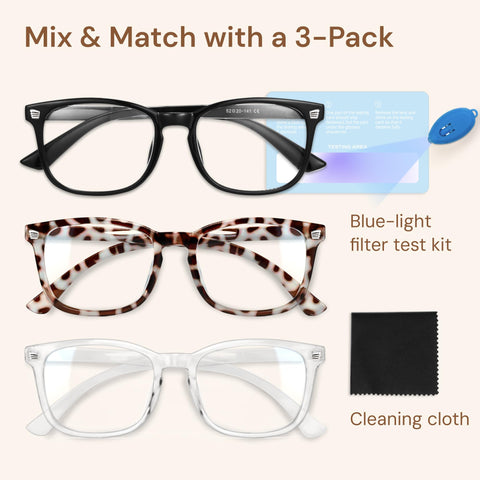 Gaoye Stylish Blue Light Glasses for Woman - Computer Glasses 99% Blue Light Blocking - Lightweight TR90 Frames - 3 pack Gaoye