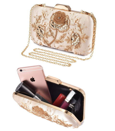 UBORSE Embroidery Sequin Beaded Clutch Purses for Women Evening Bags Formal Party Wedding Purses Prom Cocktail Party Handbags UBORSE