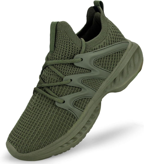 Pujcs Womens Athletic Walking Shoes - Memory Foam Lightweight Tennis Sports Shoes Gym Jogging Slip On Running Sneakers Green Size 8 Pujcs