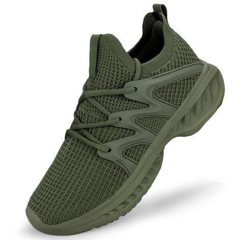 Pujcs Womens Athletic Walking Shoes - Memory Foam Lightweight Tennis Sports Shoes Gym Jogging Slip On Running Sneakers Green Size 8 Pujcs