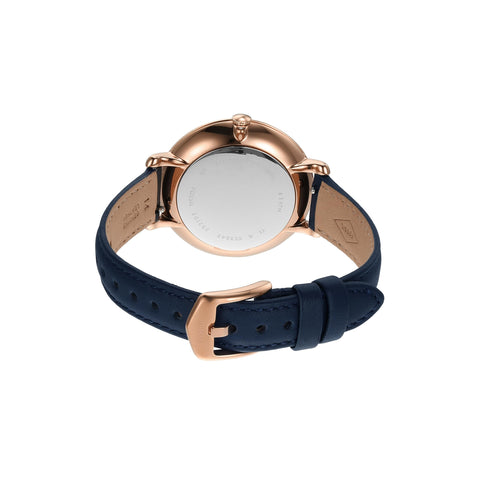 Fossil Women's Jacqueline Quartz Stainless Steel and Leather Watch, Color: Rose Gold, Navy (Model: ES3843) Fossil