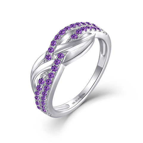 JO WISDOM Women Rings,925 Sterling Silver Criss Cross X Shape Statement Rings for Women with February Birthstone Ring size9 JO WISDOM