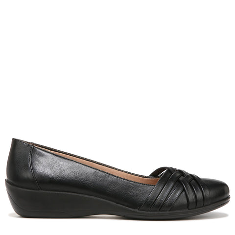 LifeStride Women's Incredible Ballet Flat Black Synthetic 8.5 M