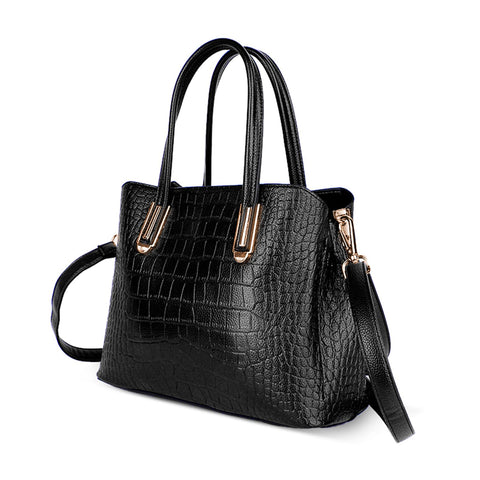 OGOLOUG Top Handle Bags Leather Tote leather Purse with Adjustable Shoulder Strap Crocodile Tote Bag for Women Women's Shoulder Crossbody Handbags (black) OGOLOUG