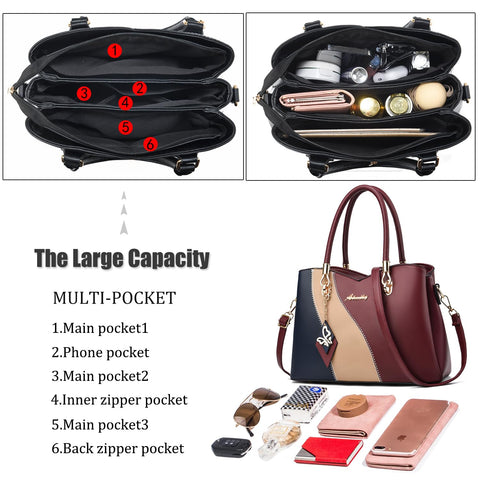 DAINAOTM Purses and Handbags for Women Tote PU Leather Ladies Satchel Top Handle Crossbody Shoulder Bag