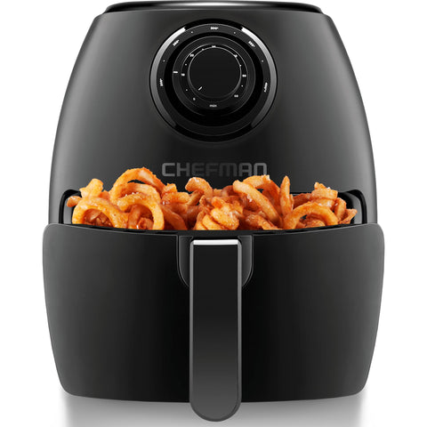 CHEFMAN Small Air Fryer Healthy Cooking, 3.6 Qt, Nonstick, User Friendly and Dual Control Temperature, w/ 60 Minute Timer & Auto Shutoff, Dishwasher Safe Basket, Matte Black, Cookbook Included Chefman