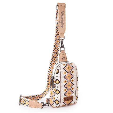 Wrangler Aztec Crossbody Sling Bags for Women Cross Body Purse with Detachable Strap WG2205-210TN Wrangler