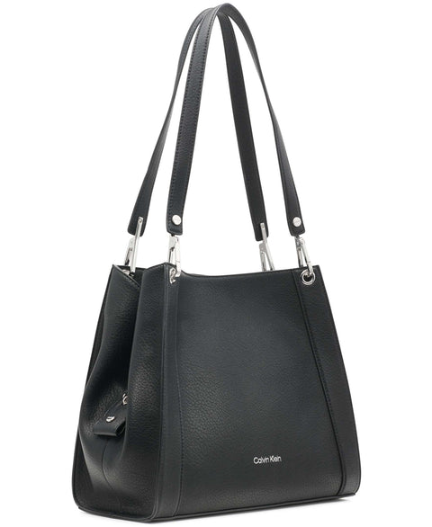Calvin Klein Reyna Novelty Triple Compartment Shoulder Bag, Black/Silver Combo,One Size Calvin Klein