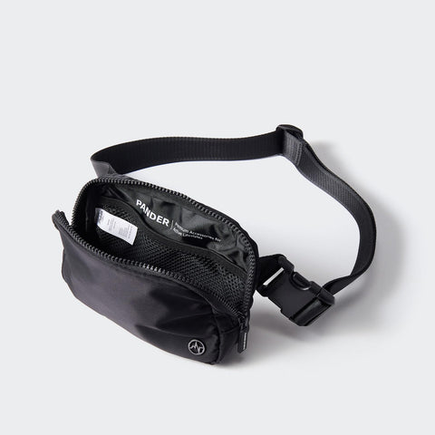 Pander Two Way Zipper Fanny Pack Nylon Everywhere Belt Bag for Women, Water Repellent Waist Packs, Crossbody Bags with Adjustable Strap (Black).