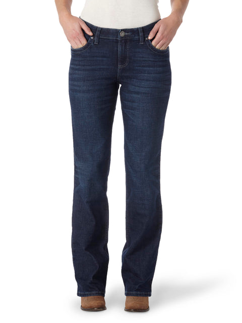 Wrangler Women's Q-Baby Mid Rise Boot Cut Ultimate Riding Jean, Boot Scootin, 3-34