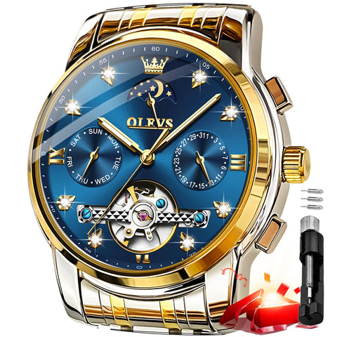 OLEVS Mens Wrist Watches Automatic Self Winding Mechanical Luxury Dress Diamond Stainless Steel Watch Gifts OLEVS