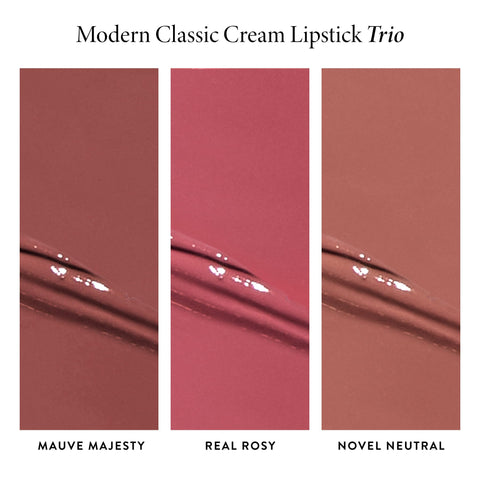 LAURA GELLER NEW YORK Modern Classic Cream Lipstick Trio - Mauve Majesty, Real Rosy, Novel Neutral