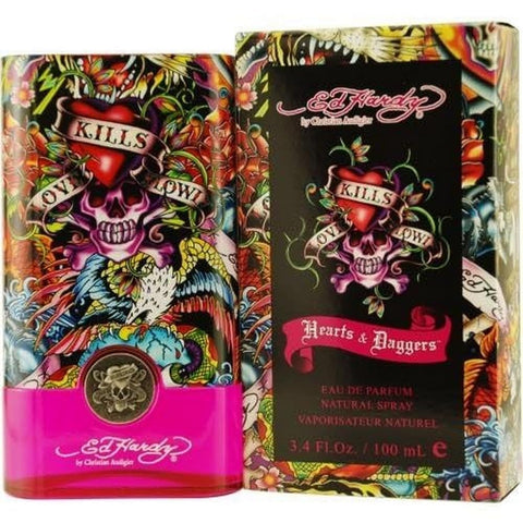 Ed Hardy Women's Perfume Fragrance by Christian Audigier, Eau De Parfum, Hearts & Daggers, 3.4 Fl Oz & LUCKY You Perfume for Women,Eau de Toilette Day or Night Spray with Fresh Flower Citrus Scent,3.4 ED HARDY