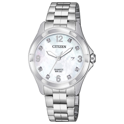 Citizen Quartz Womens Watch, Stainless Steel, Crystal, Silver-Tone (Model: EU6080-58D) Citizen