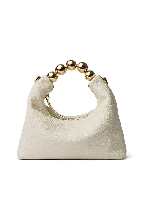 DORIS&JACKY Small Top Handle Clutch Bag Women Designer Goatskin Crossbody Purse With Pearl Handle And Detachable Metal Chain (White) DORIS&JACKY
