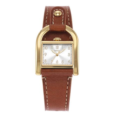 Fossil Women's Harwell Quartz Stainless Steel and Eco Leather Three-Hand Watch, Color: Gold, Brown (Model: ES5264) Fossil