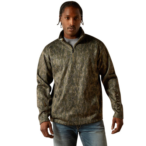 Caldwell Logo 1/4 Zip Sweater, Green Treebark Camo, Small