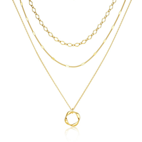 Picuzzy Layered 14K Gold Plated Choker Necklaces for Women, Stackable Stacked Stacking Layering Dainty Necklace Beach Circle Paperclip Cute Pendant Chain Necklaces Trendy Jewelry Set for Women