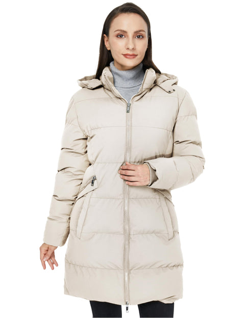 WenVen Women's Heavyweight Winter Puffer Jacket Winter Warm Fashion Parka Coats with Hood (Beige,XL) WenVen