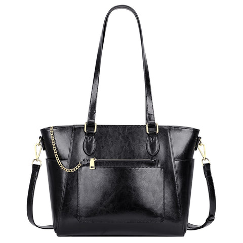 Over Earth Leather Tote Bags for Women Ladies Fashion Shoulder Bag Handbag and Purse (O195E Black) Over Earth