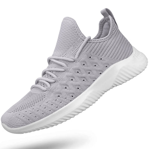 Feethit Womens Slip On Walking Shoes Non Slip Running Shoes Breathable Workout Shoes Lightweight Gym Sneakers Light Grey Size 8.5 Feethit