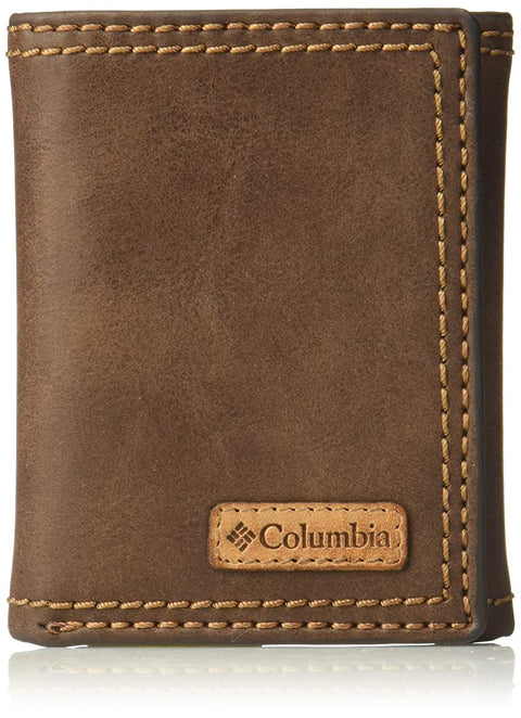 Columbia Men's RFID Genuine Leather Trifold Wallet With ID Window, Credit Card Pockets Columbia