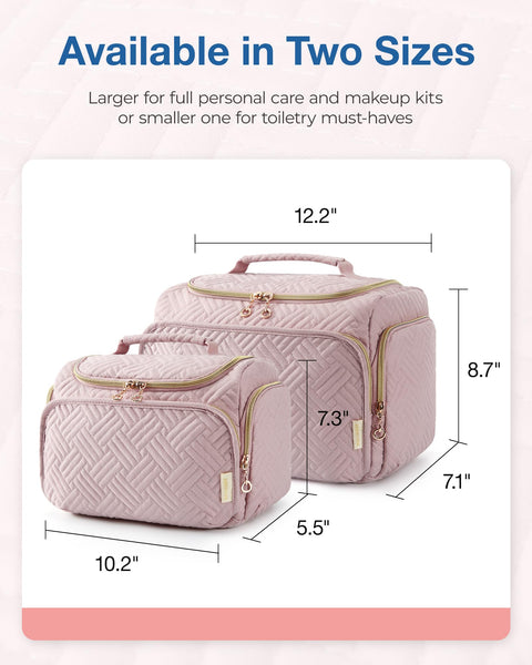 BAGSMART Travel Toiletry Bag, Large Wide-open Makeup Cosmetic Travel Bag for Toiletries with Handle, Pink-L BAGSMART
