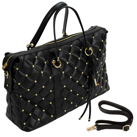 Badgley Mischka Modern 20" L x 8" W x 13" H Quilted Vegan Leather Travel Tote Weekender Bag Badgley Mischka