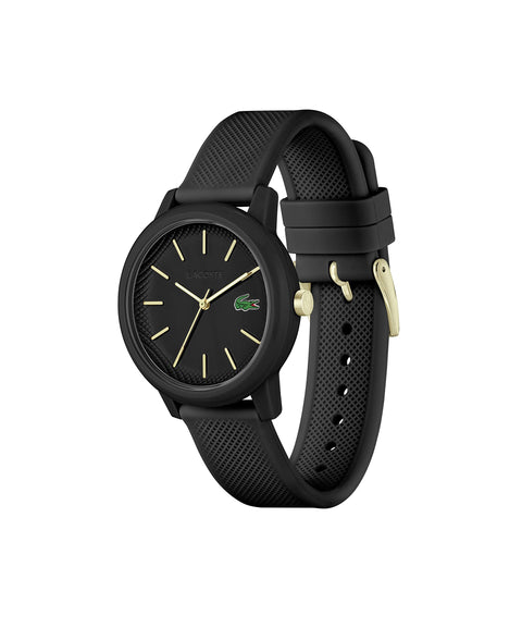 Lacoste 12.12 Women's Quartz Plastic and Silicone Strap Watch, Color: Black (Model: 2001212) Lacoste