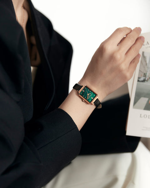 Lola Rose Dainty Women's Wrist Watch: Green Malachite Dial, Wrapped by Stylish Gift Box, Elegant Present for Ladies and Loved Ones Lola Rose