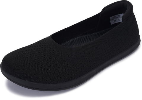 WHITIN Women's Wide Toe Box Ballet Flats Shoes Barefoot Zero Drop Sole Minimalist Size 9 Knit Walking Casual Dressy Slip on Fit Ballerina Black 40