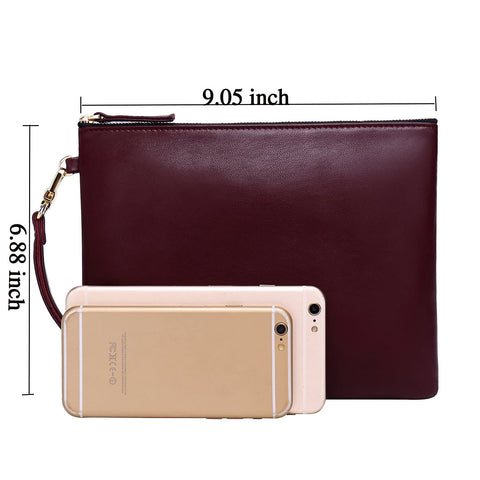 DORIS&JACKY Lambskin Leather Wristlet Clutch Purse For Women Large Soft Designer Wallet With Strap DORIS&JACKY