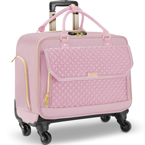 Arcoyard Rolling Laptop Bag, Briefcase for Women and Men with 4 Spinner Wheels and Handle, Roller Computer Bag for Work Travel Carry On, TSA Friendly Design, Pink Arcoyard