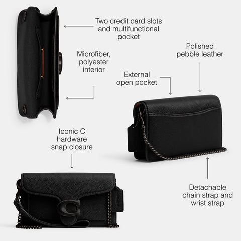 Coach Polished Pebble Tabby Wristlet, Black, One Size Coach
